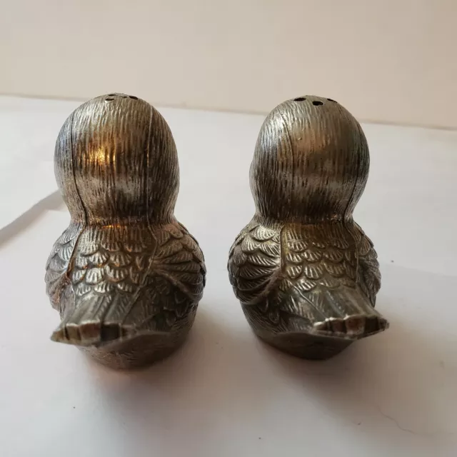 Vintage Brass Birds Salt & Pepper Shakers Japan Baby Birds Very Good Pre-owned 3