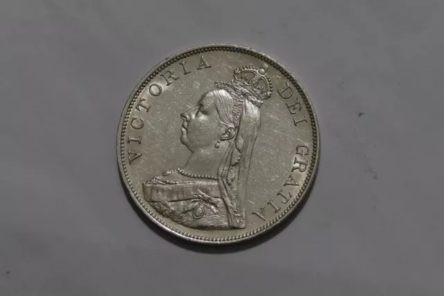 Uk Gb Double Florin 1889 Silver Scarce High Grade B51 #5433
