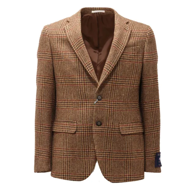 3686AF giacca shetland uomo CAESAR light brown checked wool jacket men