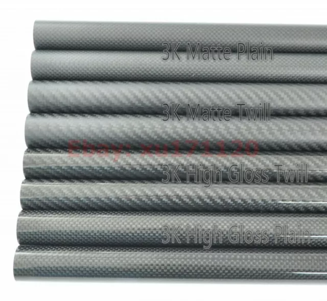 1-2 Tube Pipe 3K Carbon Fiber X 500mm OD 5mm 6mm 7mm 8mm 9mm 10mm (roll Wrapped)