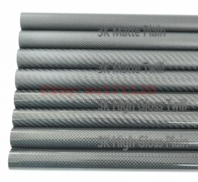 Tube Pipe 3K Carbon Fiber X 500mm OD 5mm 6mm 7mm 8mm 9mm 10mm (roll Wrapped)