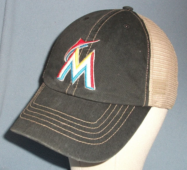 Miami Marlins MLB '47 Brand 2-Tone Baseball Cap Golf Hat Mesh Back Flexfit Sz L