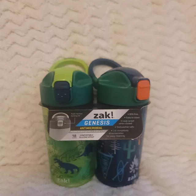 18oz 2pk Plastic Dino and Camping Valiant Water Bottles - Zak Designs