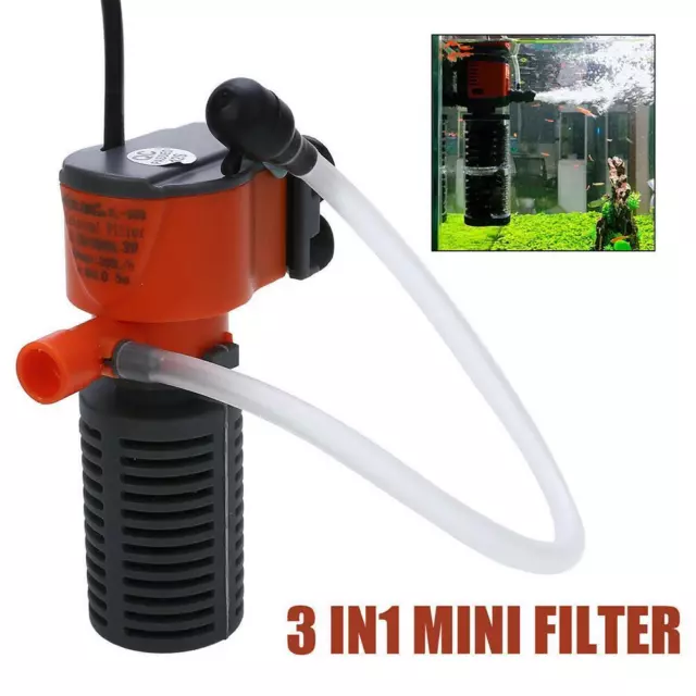 3 in 1 Aquarium Filter Submersible Oxygen Internal Water Pump Fish Air Tank L7B3