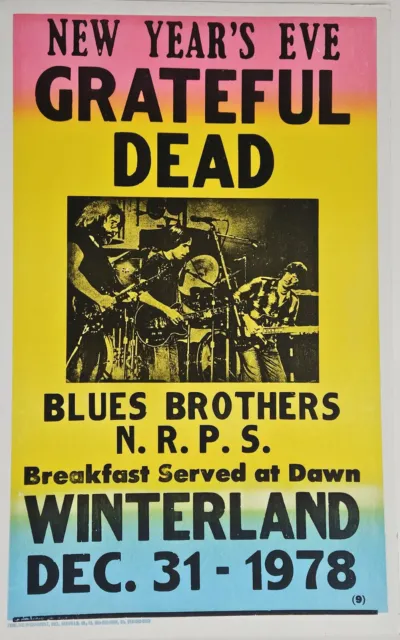 CONCERT POSTER ~ Grateful Dead New Year Eve Blues Brothers 12/31/1978 Winterland