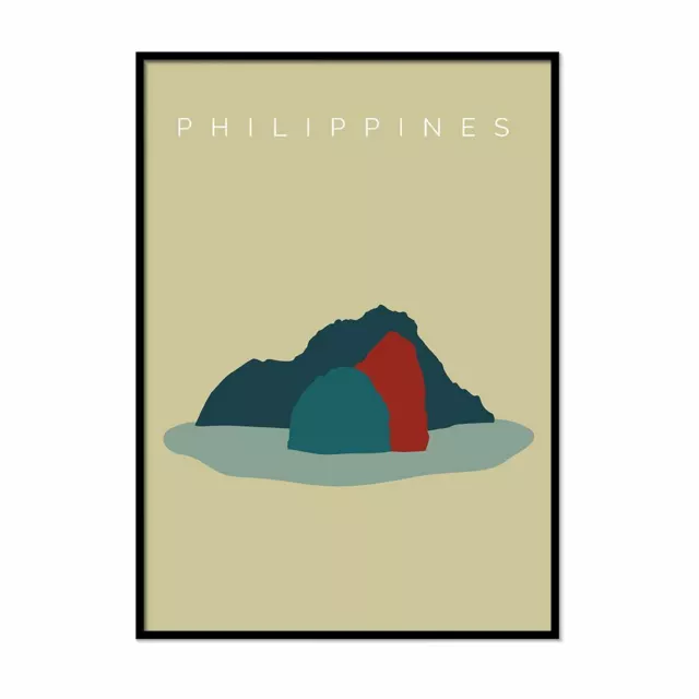 Philippines Poster Coron Island Landmark Poster Travel Wall Art Minimalist