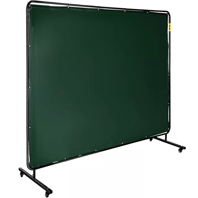 VEVOR Welding Curtain 6' x 8' Welding Screen with Frame PVC 4 Portable Wheels