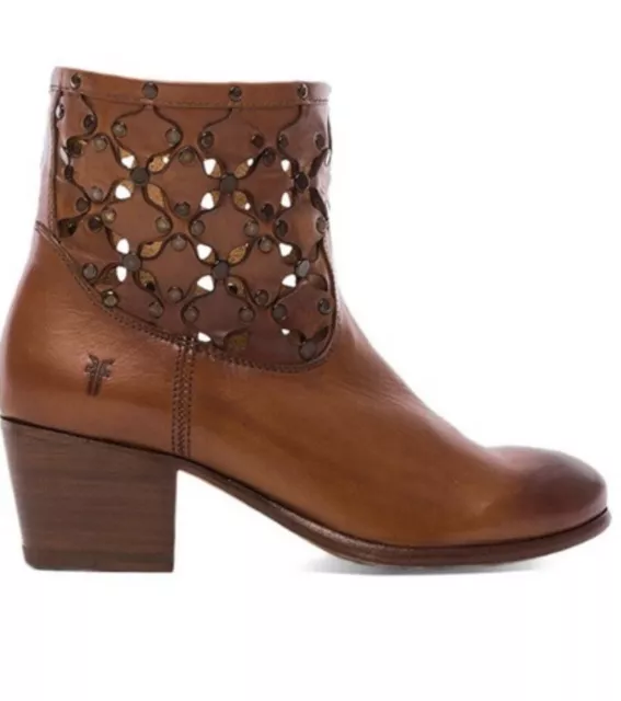 Frye Courtney overlay stud bootie in cognac 6.5 laser cut