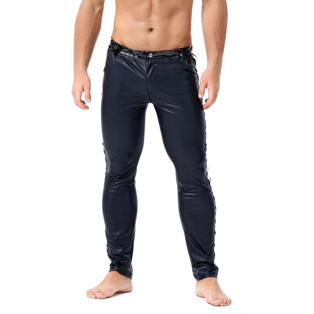 Bodywear4you Pantalon En Cuir Pour Hommes En Cuir Artificiel Noir Mat, étroit, Meggings Effet Mouillé, Faux Cuir, Pantalons, Noir , S