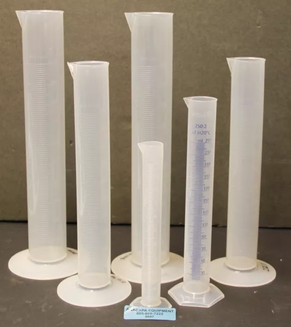 Vitlab Graduated Cylinder Polypropylene 1000, 500, 250, 100 ML LOT of 6 (5897)