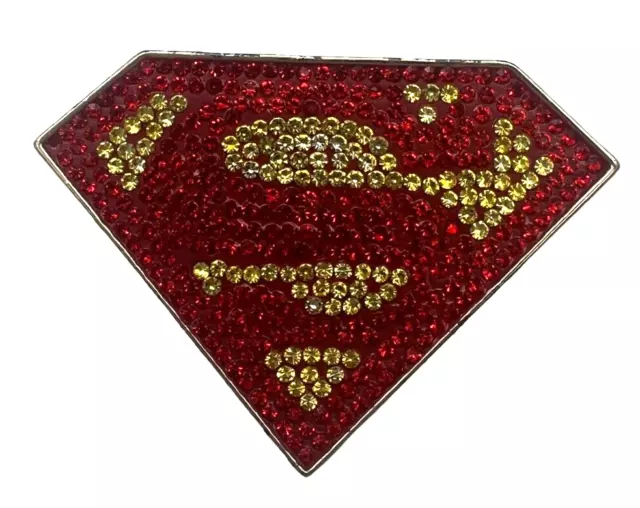 Classic SUPERMAN Logo Bling Crystals Pin Pendant DC comics collectible