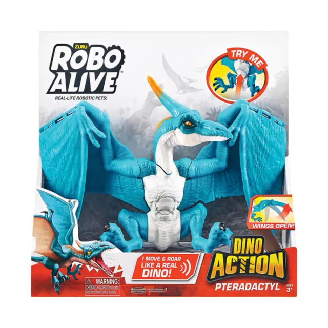 Zuru Robo Alive 27cm Dino Action Pterodactyl/Dinosaur Kids/Children Toy 3y+ Blue