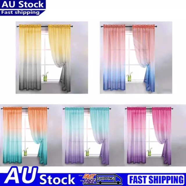 Gradient Tulle Curtains for Living Room Bedroom Voile Sheer Fabric Drapes Panels