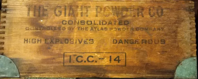 Old GIANT POWDER CO. HIGH EXPLOSIVES BOX CRATE (2)