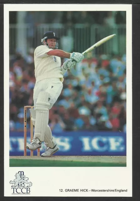 GRAEME HICK (WORCESTERSHIRE & ENGLAND) TCCB OFFICIAL CRICKET POSTCARD No. 12