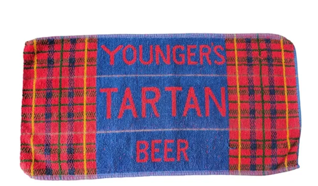 Rare Vintage Youngers Tartan Pub Bar Beer Towel Breweriana Man Cave