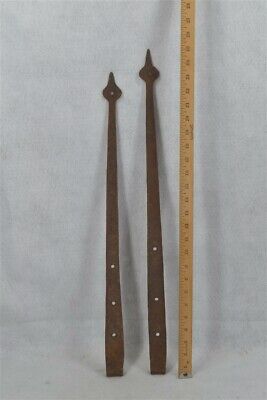 early hinges strap pair matching hand forged iron 25 in original 18th 19thc