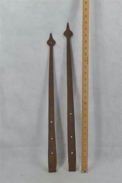 hinges strap pair matching hand forged iron 25 in original 18th 19thc antique
