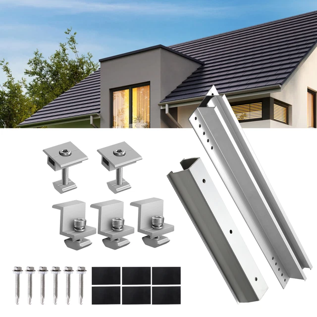 SOLAR MODULE ALUMINIUM Bracket PV Mounting Rail Trapezoidal Sheet Flat ...