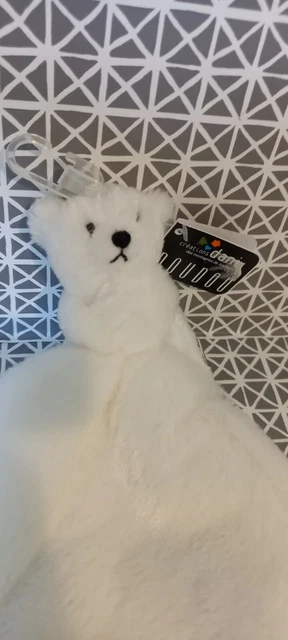 Doudou ours blanc fourrure Créations Dani neuf 2