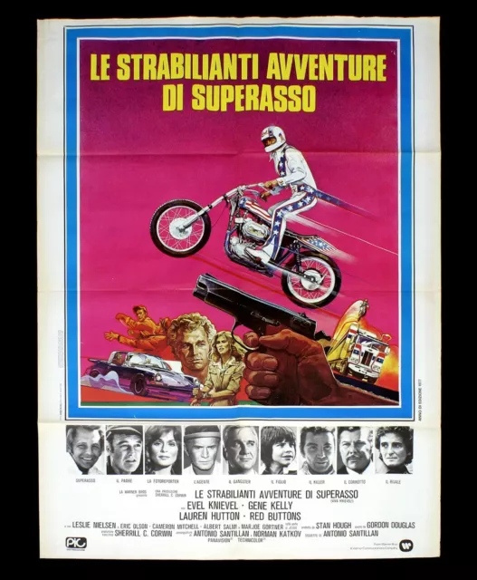 LE STRABILIANTI AVVENTURE DI SUPERASSO manifesto poster Evel Viva Knievel D8