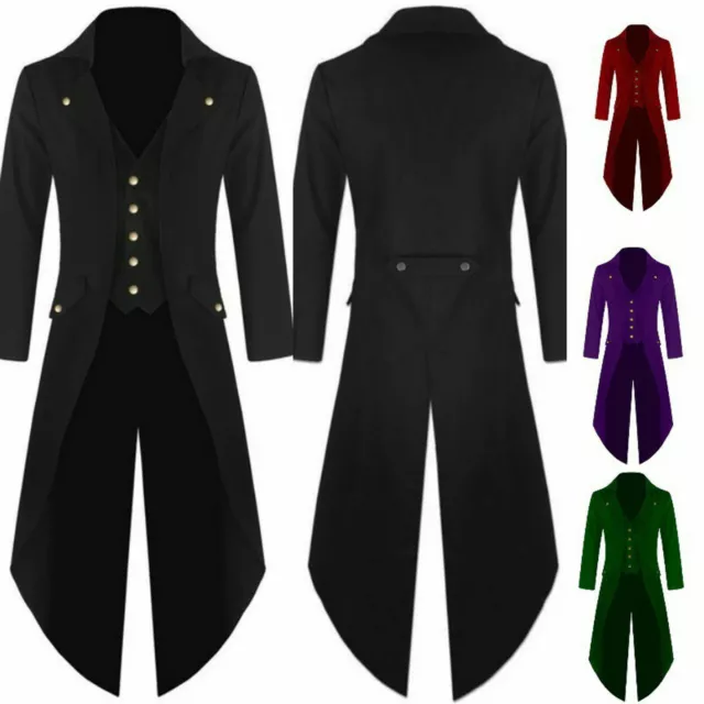 Men's Coat Steampunk Vintage Tailcoat Jacket Gothic Victorian Frock Coat Tuxedo