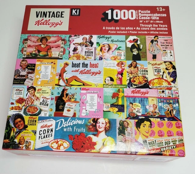 VINTAGE KELLOGG'S CORN Flakes/ Bran Cereal Boxes 1000 Piece Jigsaw