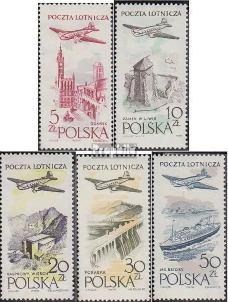 Briefmarken Polen 1958 Mi 1080-1084 gestempelt Luftfahrt