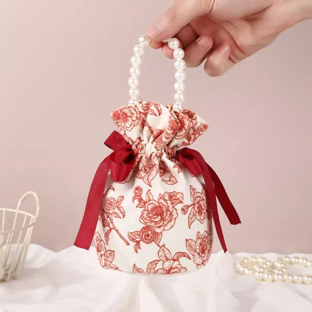 1pcs Pearl Handle Wedding Candy Bag Handheld Goodie Packing Box  Wedding