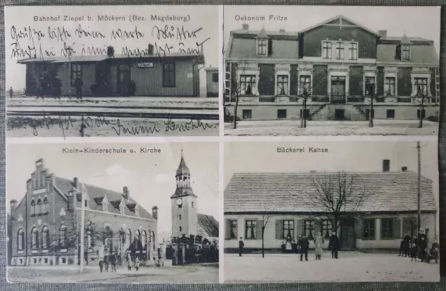 Ak Ziepel b. Möckern (Bez. Magdeburg). Bahnhof, Bäckerei..., 1910