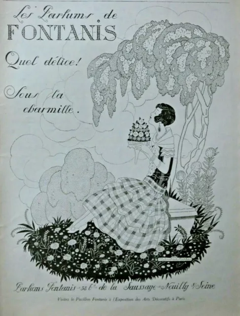 1925 Fontanis Perfume Que Delice Sous La Charmille Press Advertisement - M.berty