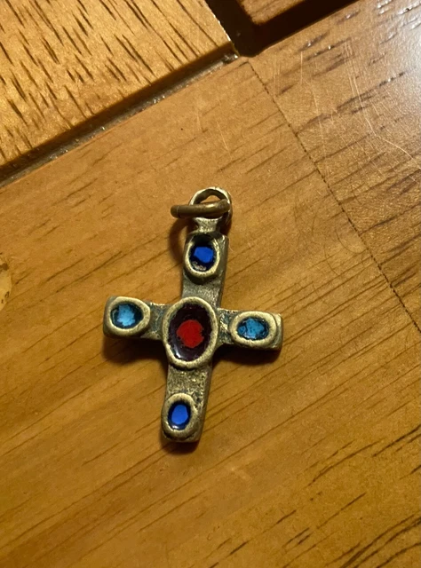 Parure De Bijoux En émaux Bleus - Pendentif Rond Et Boucles D'oreilles Clips - Occasion Comme Neuf
