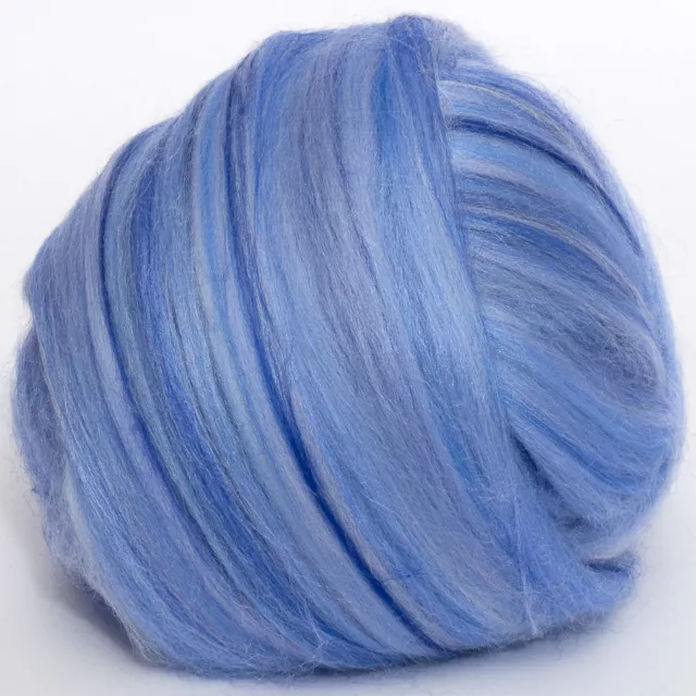 Merino/Silk (70/30) Dyed Garcon Top DHG 100g Wool Roving Spinning Felting Blue