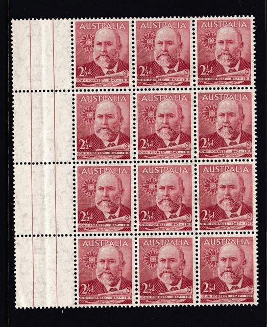 1949 LORD FORREST Gutter Block 12 Pre-Decimal Stamps Fresh Muh #P165 ...