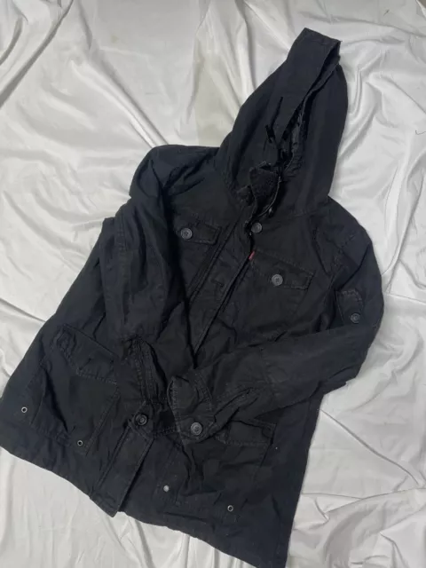 Levi's Men’s Quilted Lined Hooded Trucker Full Zip Snap Jacket Sz XL