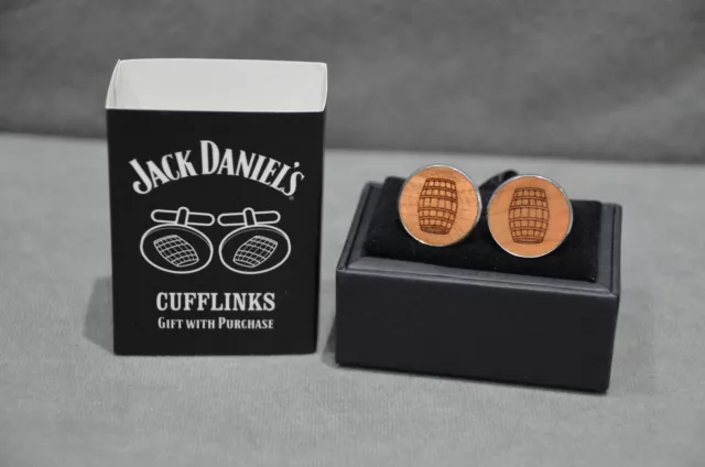 Pair Of Genuine Jack Daniel's Whisky Oak Barrels Cufflinks In Gift Box Brand New