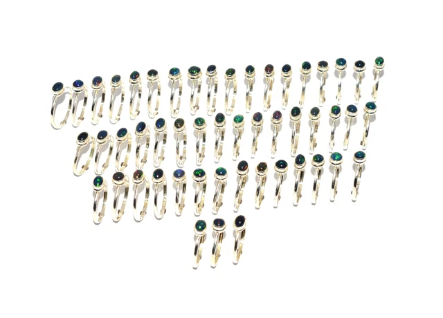 Wholesale 51Pc 925 Solid Sterling Silver Black Ethiopian Opal Ring Lot V956