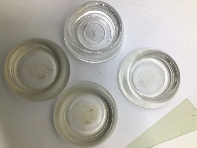 4 Vintage Clear Glass Furniture Coasters 2.5"D
