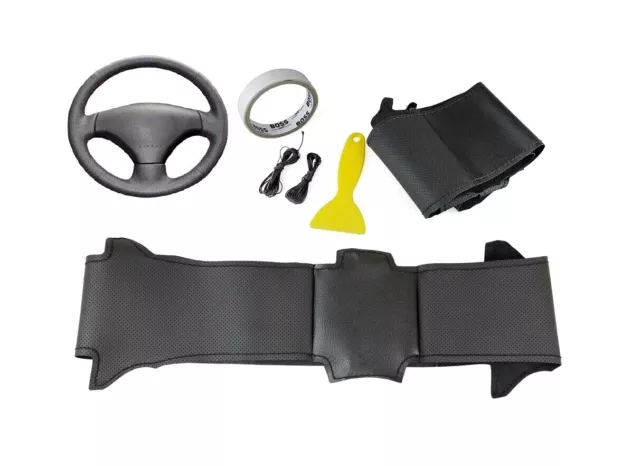 Couvre volant en cuir noir pour Peugeot 206 207