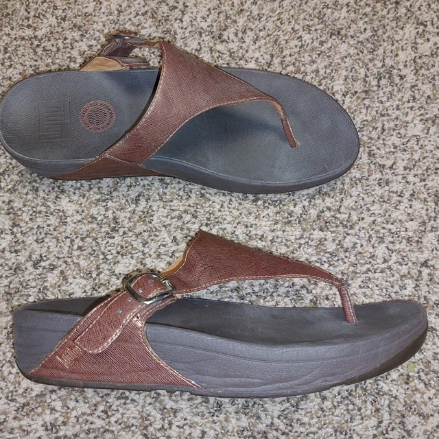 FITFLOP Skinny Deluxe T-Strap Sandal 488-012 Thong Bronze Leather 9 EU 41