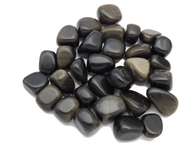 2 pc GOLD SHEEN OBSIDIAN tumbled stones from Mexico crystal rock (med to large)