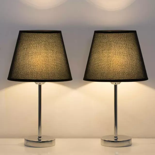Set of 2 Small Table Lamps -Vintage Bedside Nightstand Lamps for Bedroom, Office