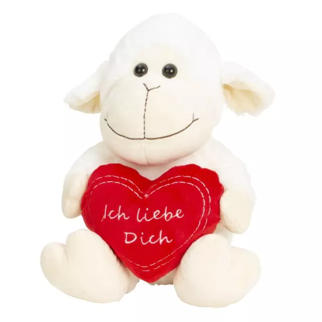 Schaf mit Herz mit Stickerei Ich liebe dich Kuscheltier 30 cm Plüschtier Weiß