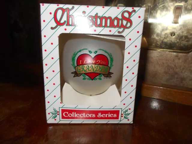 Vintage Topperscot Glass Ornament Collectors Series I love you Grandpa USA made