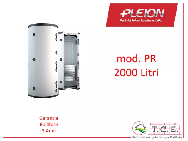 Accumulo Puffer con Uno Scambiatore - PLEION mod PR - 2000 Litri Mono Serpentino