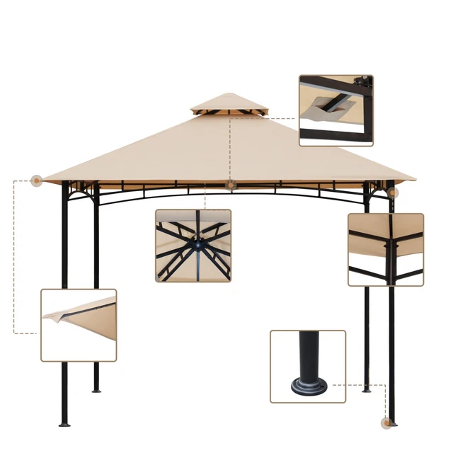 Grillpavillon 3x3 m Pavillon Wasserdicht BBQ Grillzelt Doppeldach Garten Zelt 2