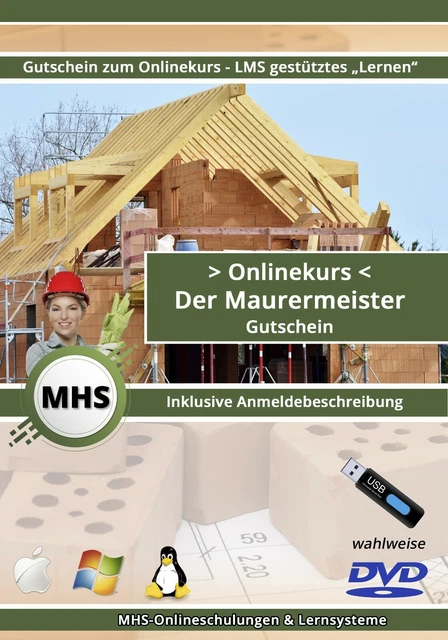 Maurermeister - Onlinekurs - Gutschein inkl. 5200 Prüfungsfragen via LMS-System