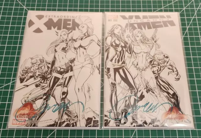 Extraordinary & Uncanny Xmen #1 J Scott Campbell B&W Variant Signed Nm