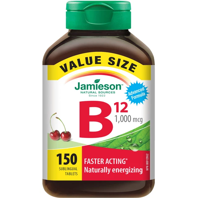 JAMIESON VITAMIN B12 1000mcg Fast Dissolving Sublingual Tablets Value 150 pc NEW EUR 78,65