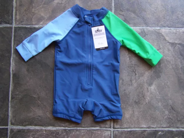 BNWT Baby Boy's Cotton On Kids Blue Long Sleeve Rash Suit Swimsuit Size 000